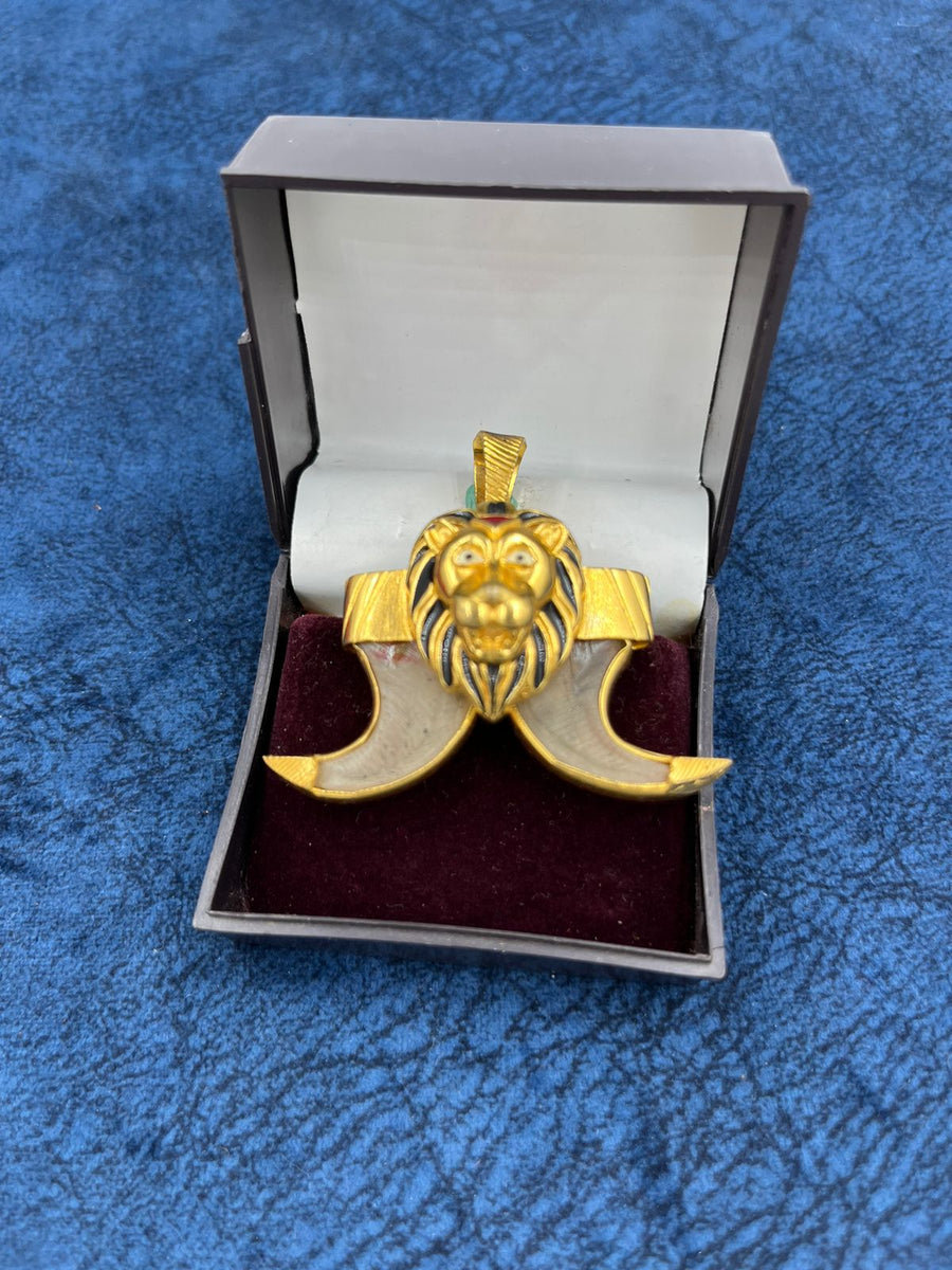 GRAM GOLD PLATING LION DUAL NAIL PENDANT FOR MEN DESIGN A-71