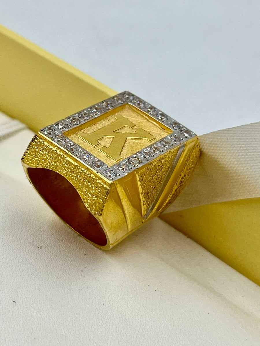 Alphabet Gold Ring Design For Man With Name Gents Ring Design With