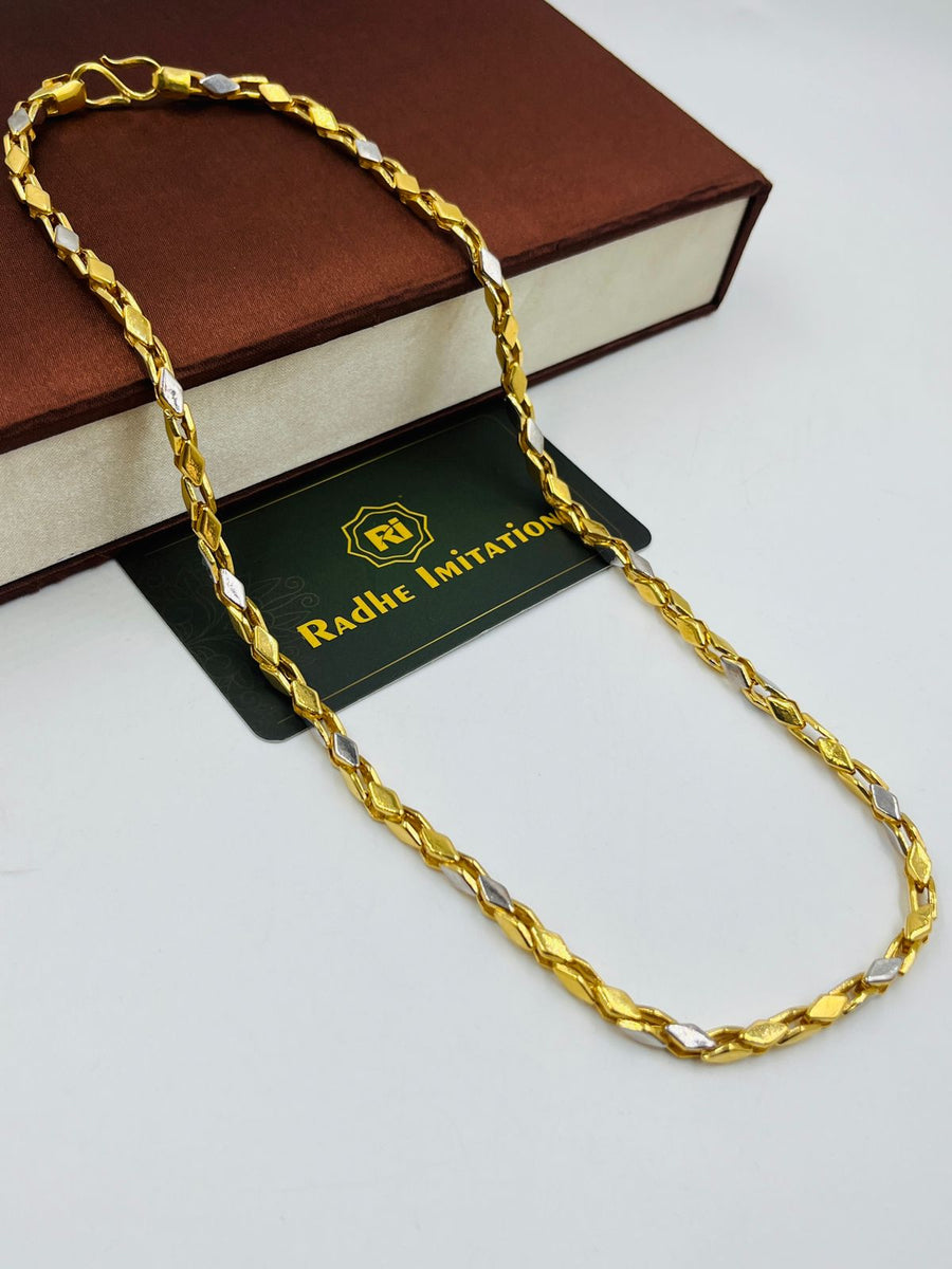 GRAM GOLD SHAKAR PARA SHAPE CHAIN FOR MEN DESIGN A-682 – Radhe
