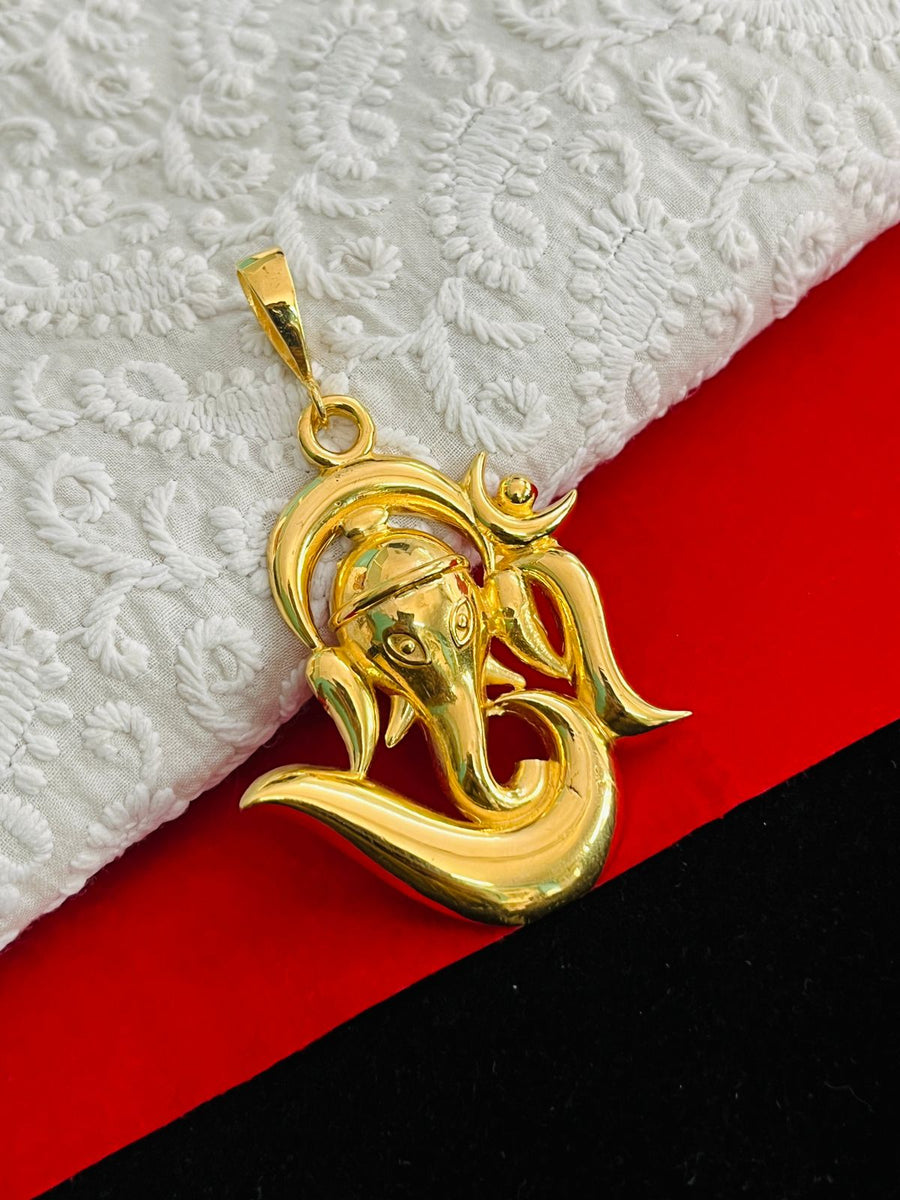 Pendant Set Om Ganesh Pendant Gold GRAM GOLD GANPATI BAPPA WITH OM