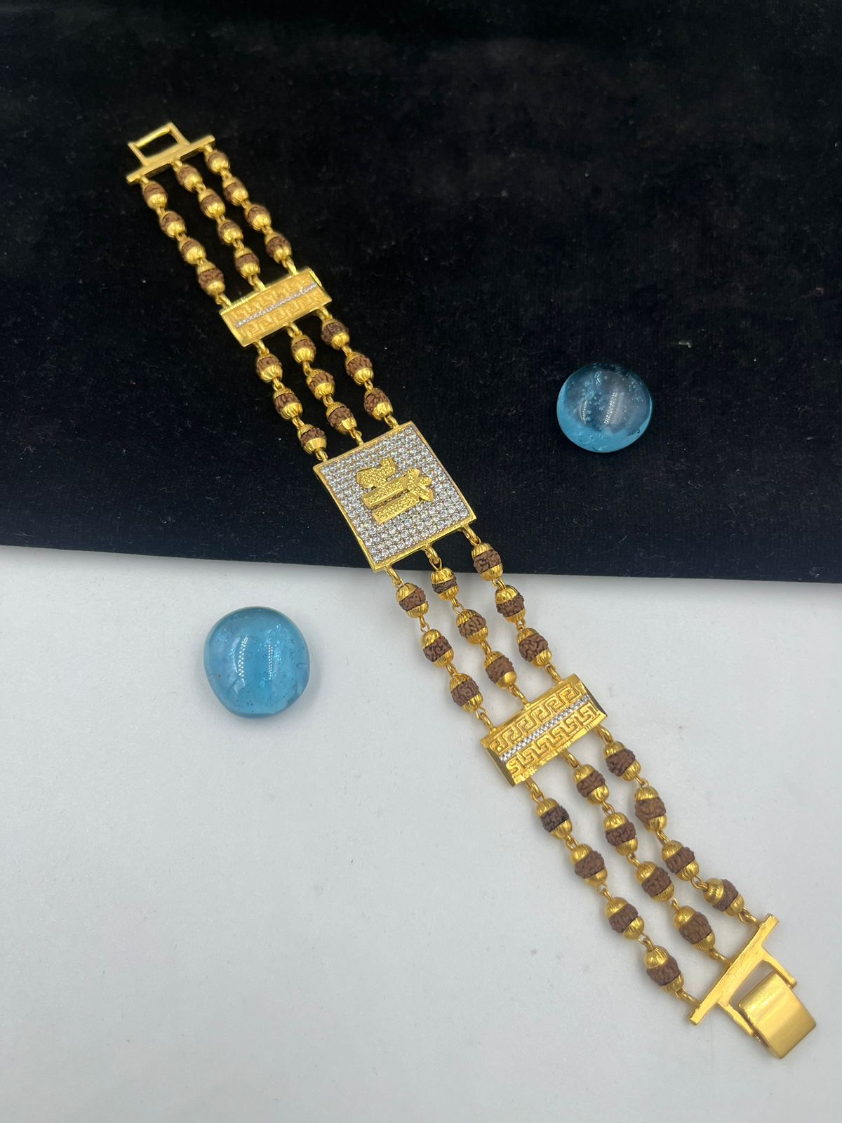 22K Yellow gold Unisex Rudraksh Rudraksha Bracelet with cz Ganesha Ganesh  Ji 1 | eBay