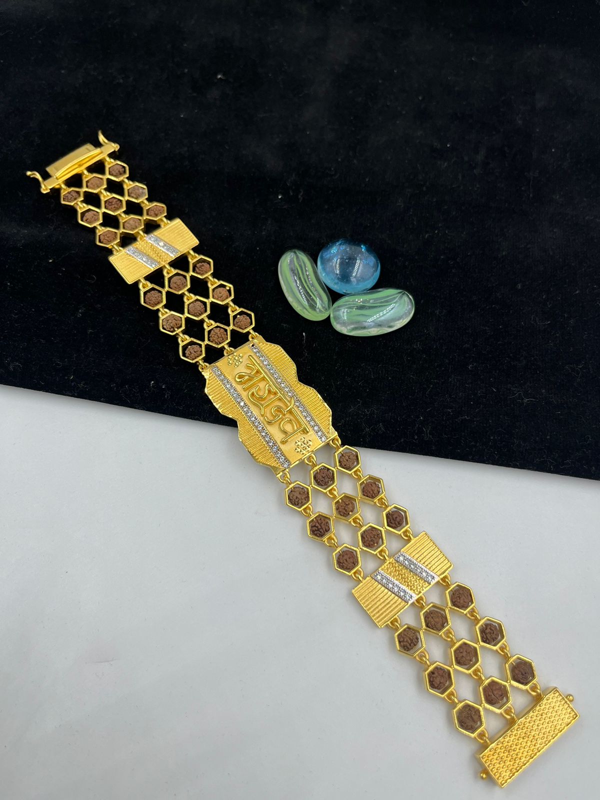 Buy AJS Gold Bracelet for Men Rudraksha Mahadev Damroo Trishul Bracelet  Shiv Kada for Boys Online at Best Prices in India - JioMart.