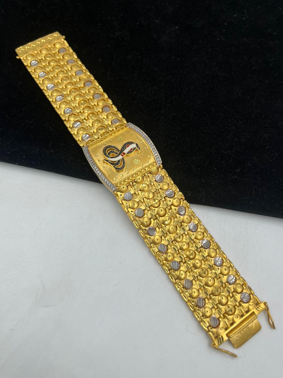 22K Gold Peacock 'Flexible' Bracelet with Cz - 235-GBR2182 in 9.500 Grams