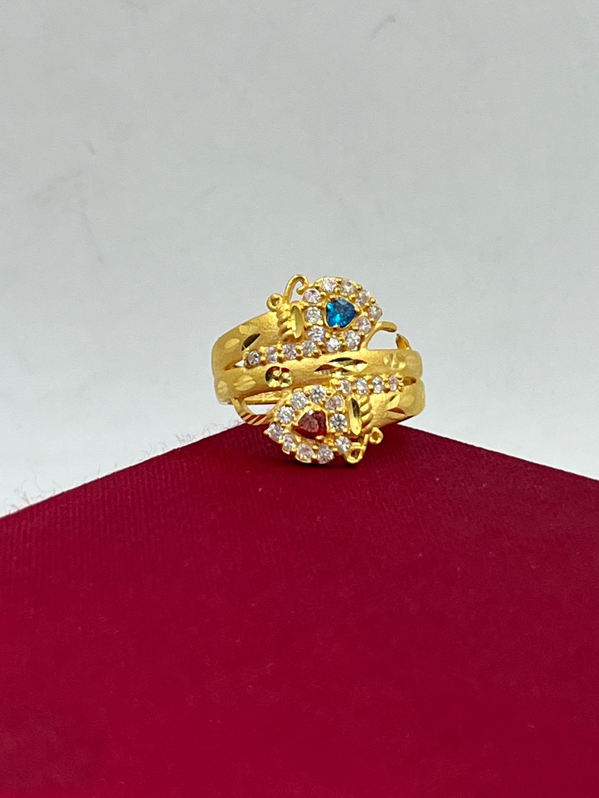1 Gram Gold Plated Yellow Stone With Diamond Funky Design Ring – Soni  Fashion®