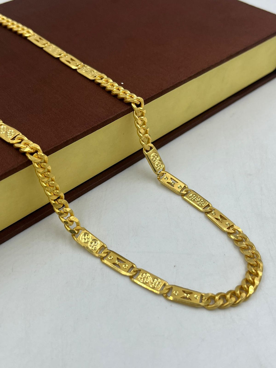 1 GRAM GOLD NAWABI AND GOL KADI CHAIN FOR MEN DESIGN A-422 – Radhe Imitation