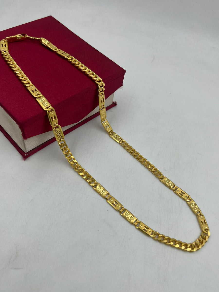 1 GRAM GOLD NAWABI AND GOL KADI CHAIN FOR MEN DESIGN A-422 – Radhe Imitation