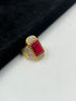 1 GRAM GOLD PLATED RED DIAMOND STONE RING FOR MEN DESIGN A-957