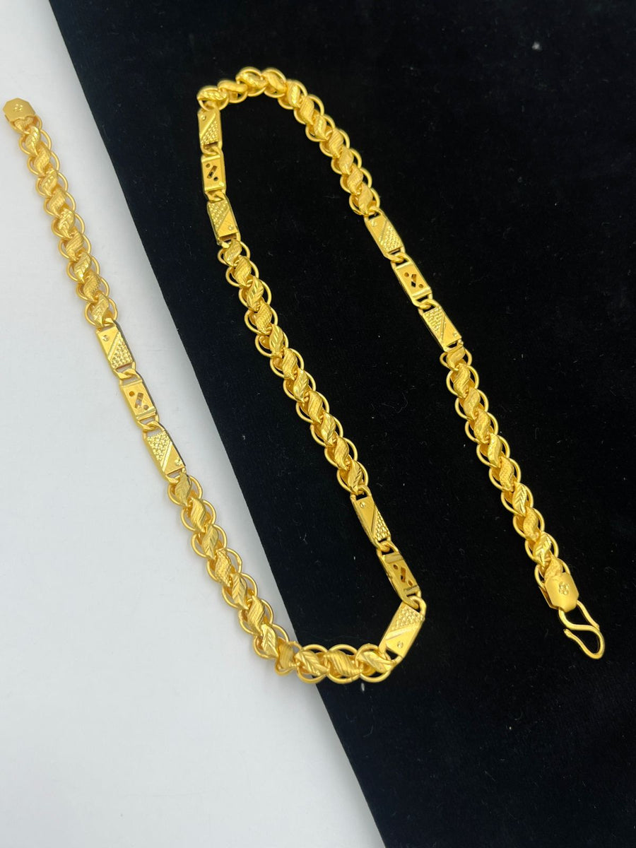 1 GRAM GOLD NAWABI WITH KOHLI CHAIN FOR MEN DESIGN A-644 – Radhe Imitation