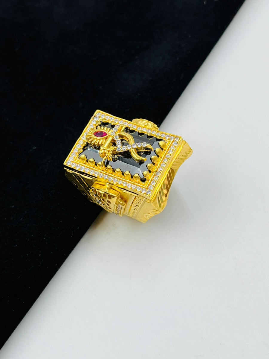 1 GRAM GOLD FLUTE KRISHNA RING FOR MEN DESIGN A-1045 – Radhe Imitation