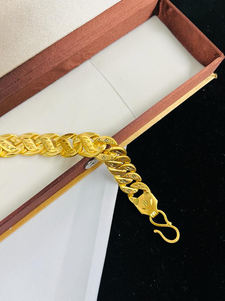 24K Solid Yellow Gold Men Link Bracelet 96.7 Grams 9999 | eBay