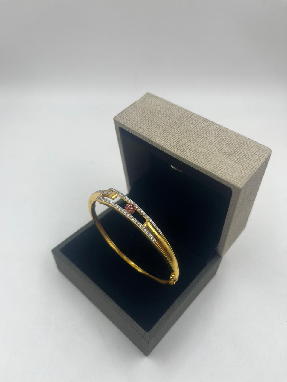 GRAM GOLD PLATING WITH DIAMOND DELICATE KADA FOR WOMEN DESIGN A-5