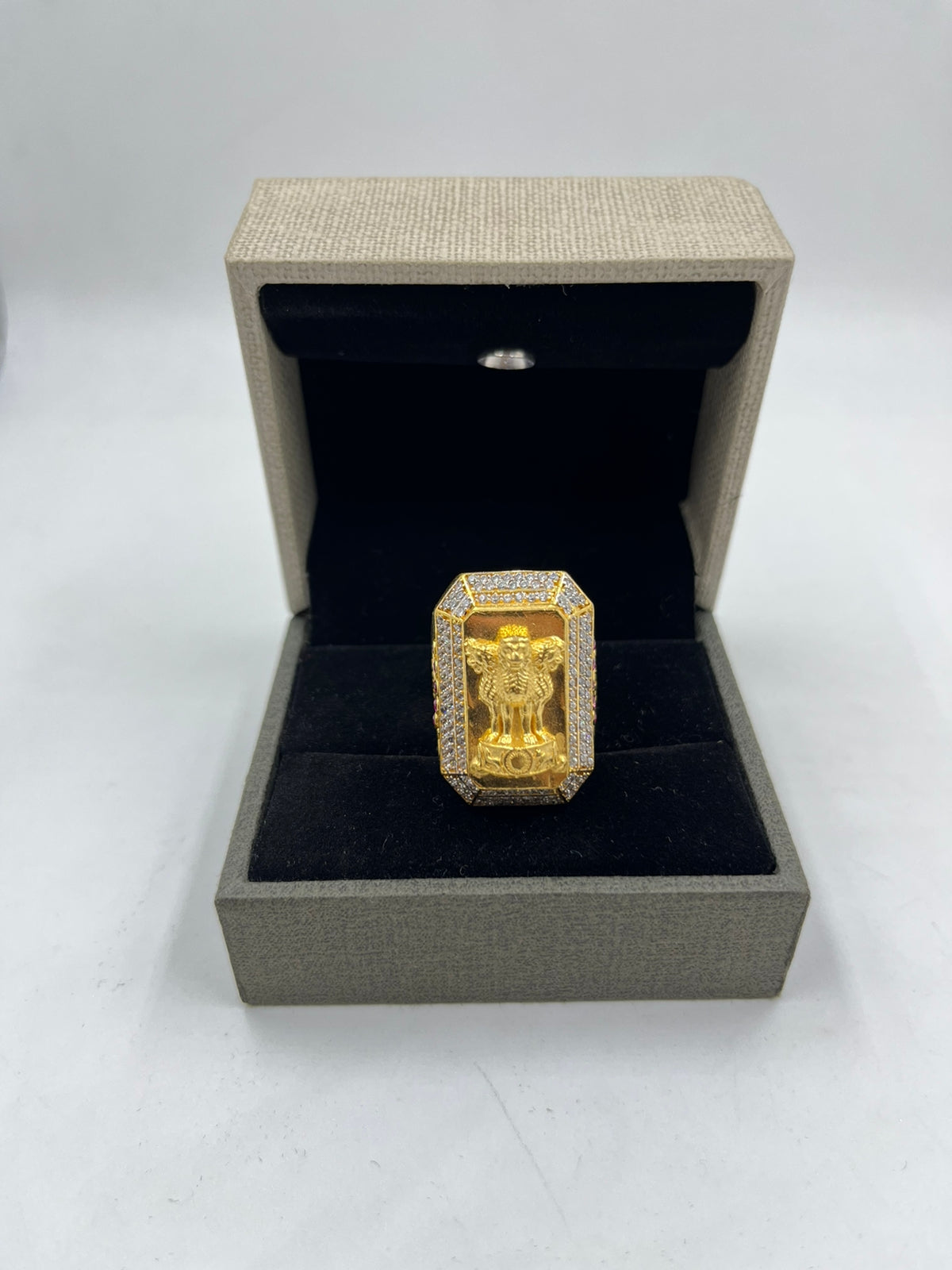 GRAM GOLD PLATING SULLY DIAMOND MUDRA RING FOR MEN DESIGN A-265