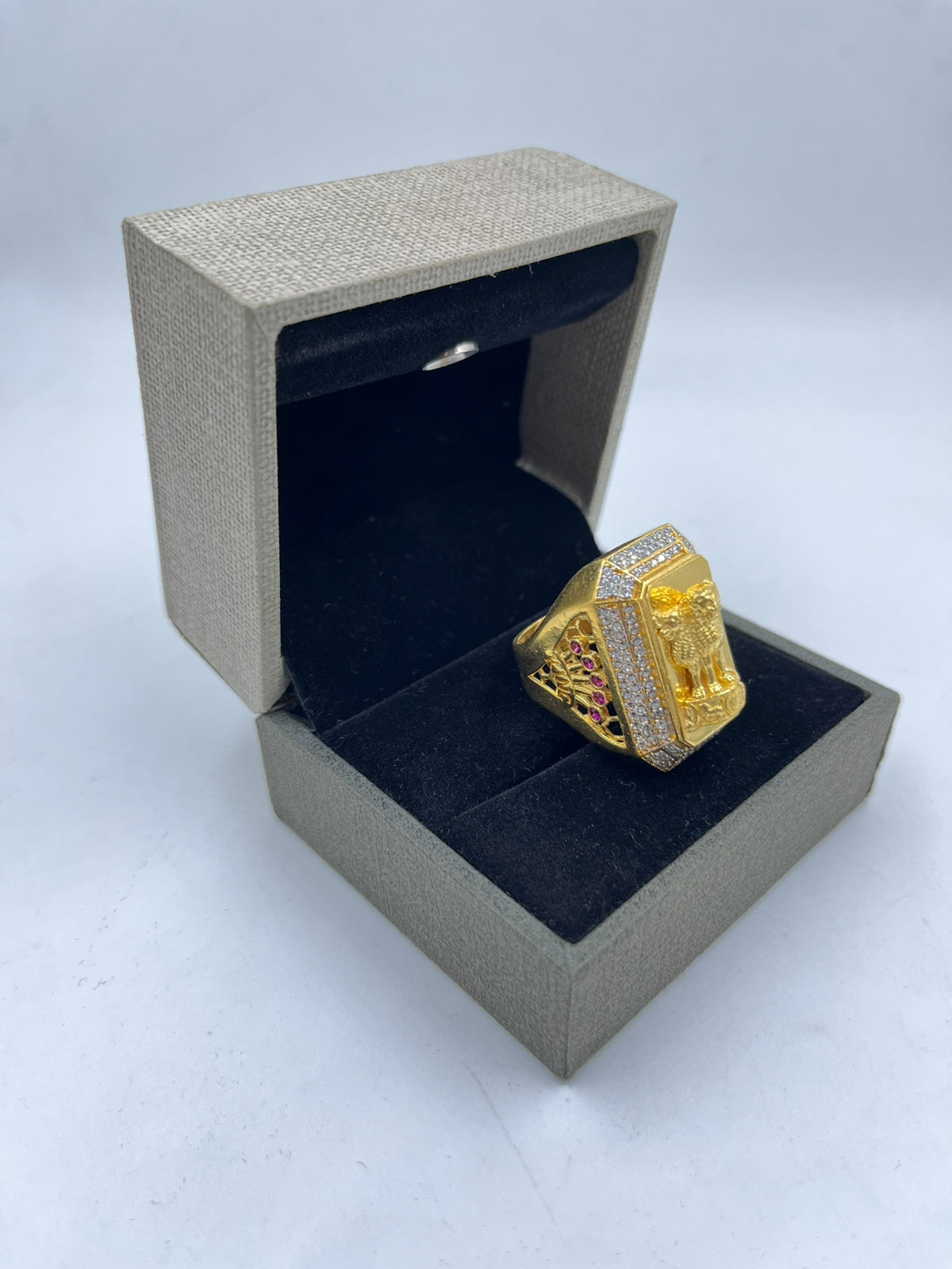 Big Nugget Mens Real Solid 14K Gold Plated 925 Silver Iced CZ Pinky Ring  Hip Hop